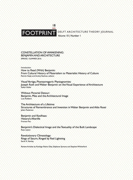 Footprint 18 Vol 10/1 Constellation of Awakening: Benjamin and Architecture